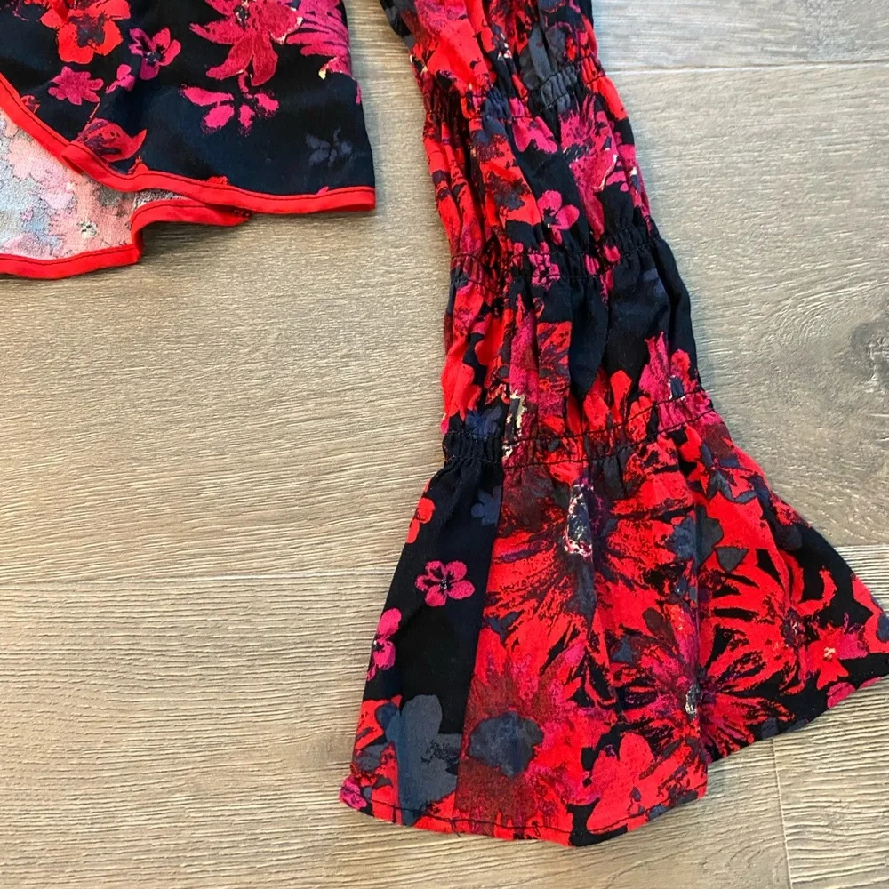 Free People Venice Tie Front Floral Boho Cardigan Top - Picture 5 of 12